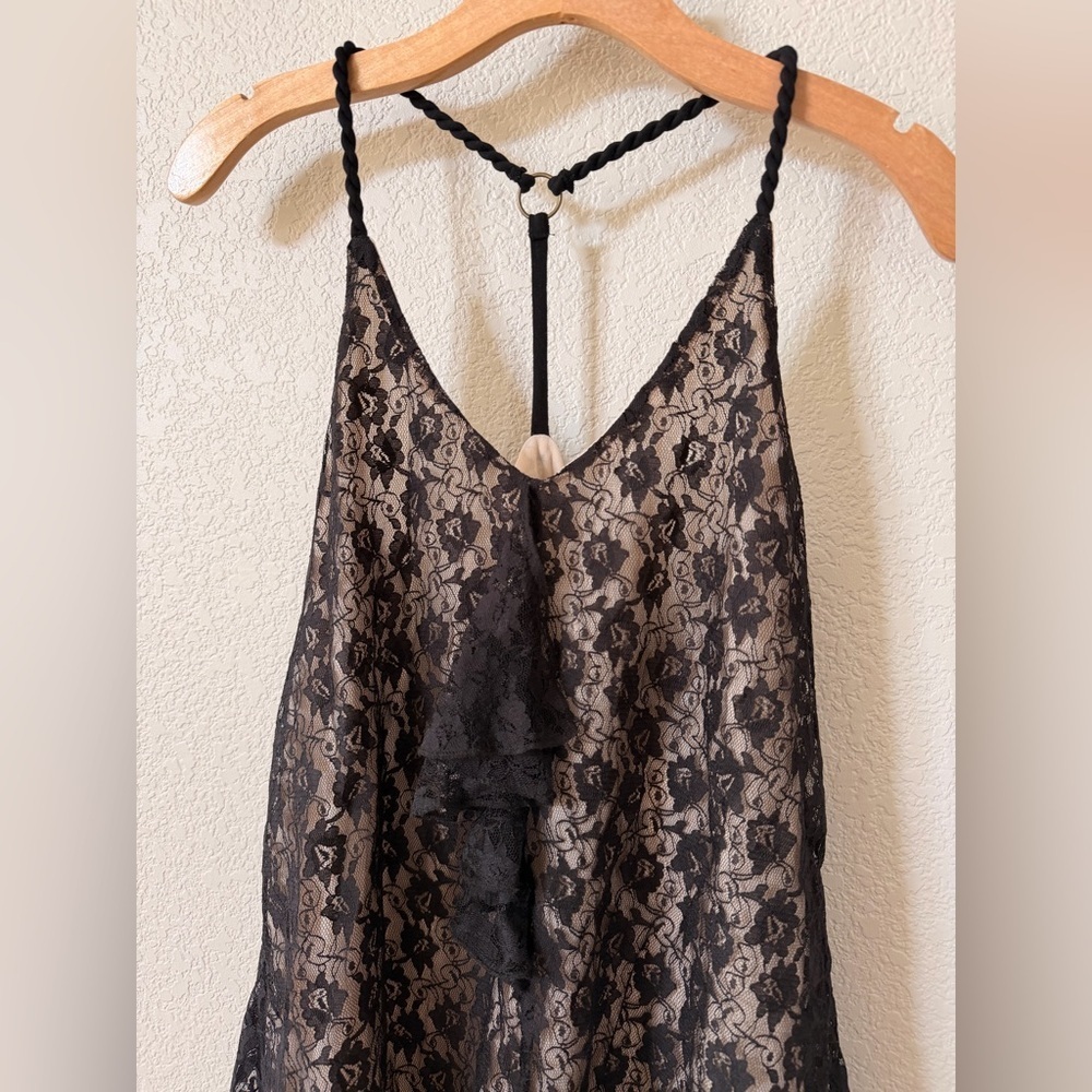 Nine Bird Black Lace Cord Strapy Razorback Dressy Shirt Size M NWT from Buckle - Picture 2 of 10
